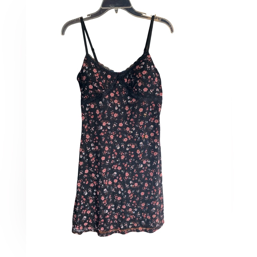 No Boundaries Black and Pink Floral Mini Dress
